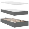  sötétszürke szövet ottomán ágy matraccal & LED-ek 90x200 cm