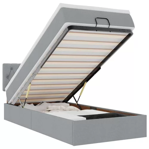  Ottomán ágy matraccal világosszürke 100x200 cm szövet