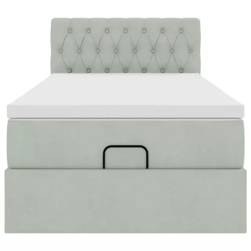  Ottomán ágykeret matraccal Világosszürke 100x200cm bársony