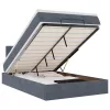  sötétszürke bársony ottomán ágy matraccal & LED-ek 120x190cm