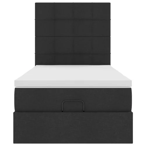  Ottomán ágy matraccal fekete 100x200 cm szövet