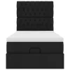  Ottomán ágy matraccal fekete 100x200 cm szövet