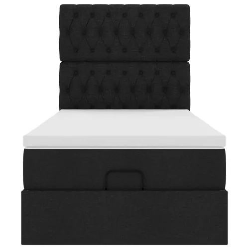  Ottomán ágy matraccal fekete 100x200 cm szövet