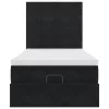 Ottomán ágykeret matracokkal fekete 100x200cm bársony