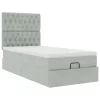  Ottomán ágykeret matracokkal világosszürke 100x200cm bársony