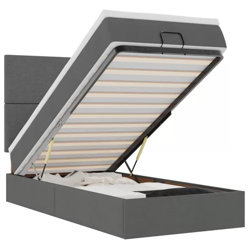  Ottomán ágykeret matraccal sötétszürke 100x200cm szövet