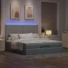  Ottomán ágykeret matraccal világosszürke 160x200cm szövet