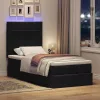  fekete szövet ottomán ágy matraccal & LED-ek 80x200cm
