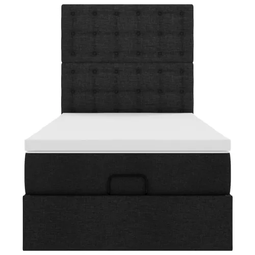  Ottomán ágykeret matraccal fekete 100x200cm szövet
