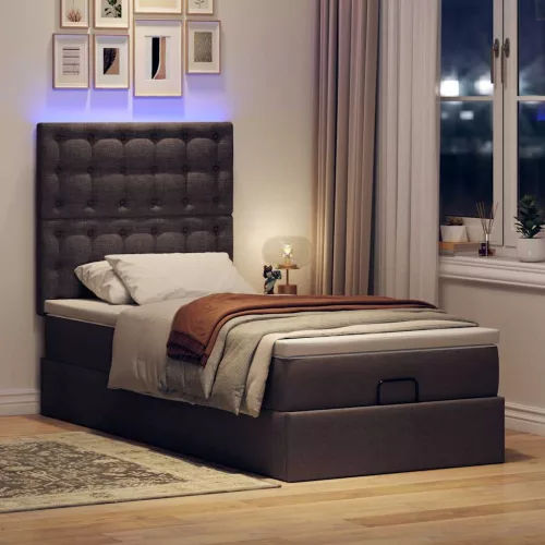  Ottomán ágykeret matraccal sötétbarna 100x200cm szövet