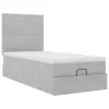  Ottomán ágykeret matracokkal világosszürke 100x200cm bársony