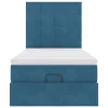  Ottomán ágykeret matracokkal sötétkék 100x200cm bársony