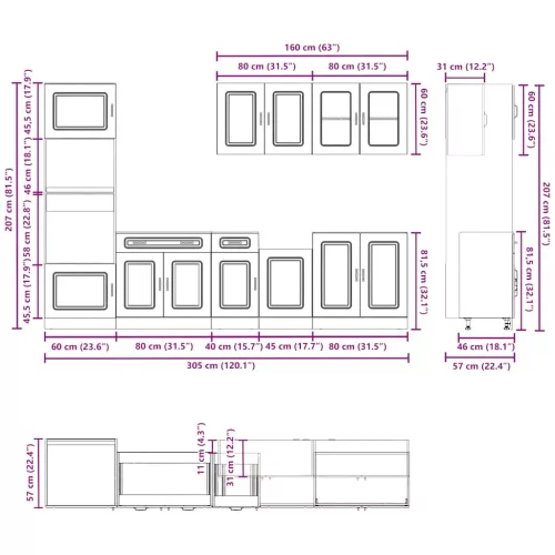 7 darabos konyhaszekrény szett Kalmar" Fehér színű műfa"