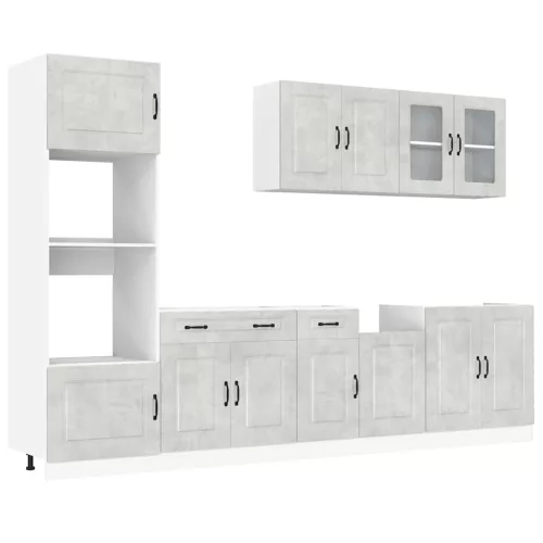  7 részes konyhai szekrény szett Kalmar betonszürke műszaki fa