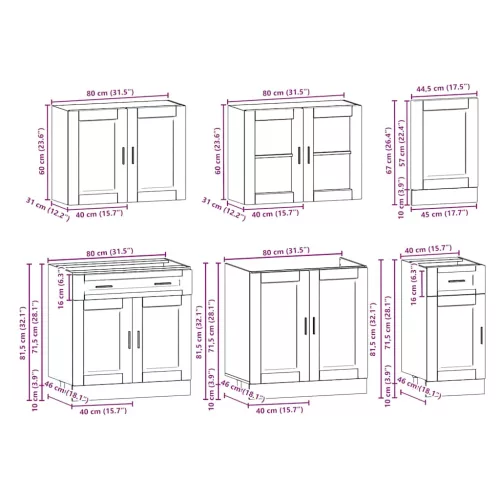  7 darabos konyhaszekrény szett Porto barna tölgy műfa