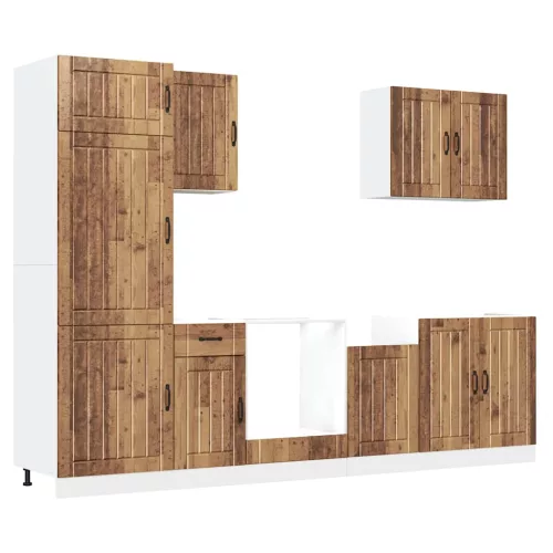  7 darabos konyhaszekrény készlet Lucca régi fából készült műfa