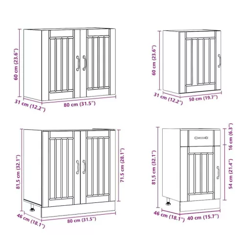  7 részes konyhaszekrény szett Lucca kézműves tölgy mérnöki fa