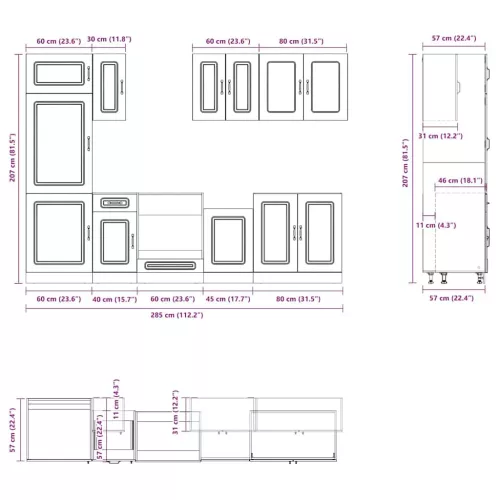  8 részes konyhaszekrény szett Kalmar kézműves tölgy mérnöki fa