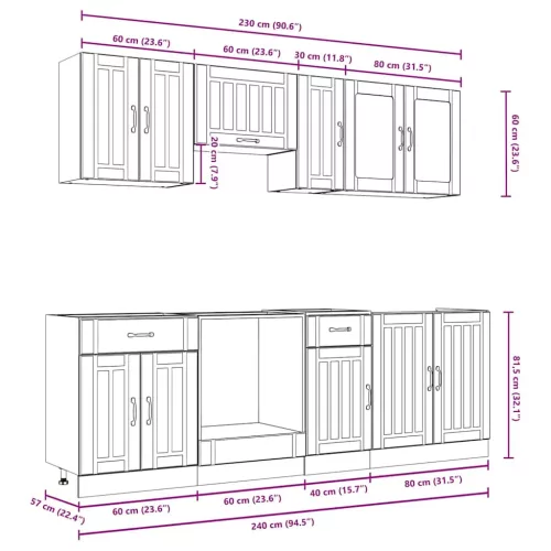  8 részes konyhaszekrény szett Lucca sonoma tölgy műszaki fa