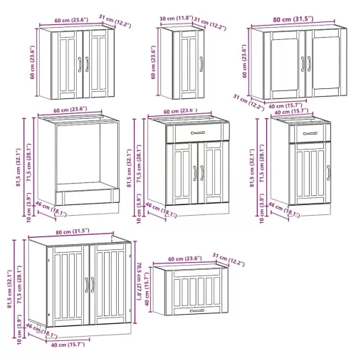  8 részes konyhai szekrény szett Lucca betonszürke műszaki fa