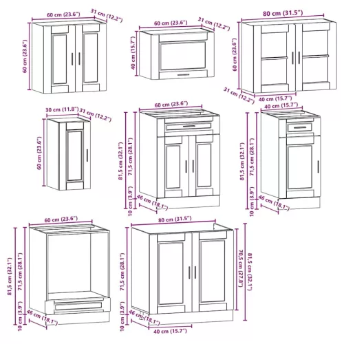  8 részes konyhai szekrény szett Kalmar fényes fehér műfa