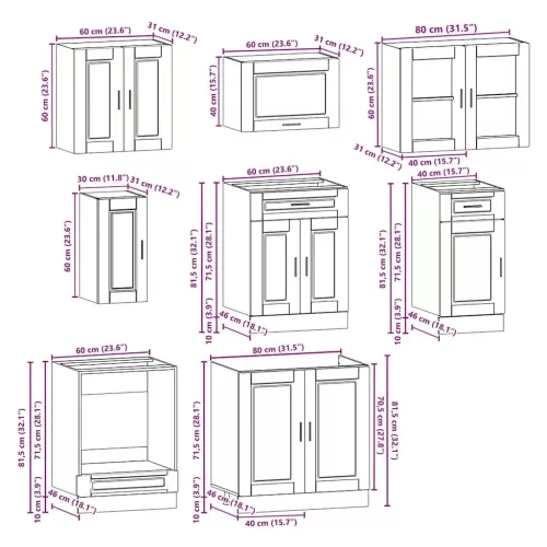  8 darabos konyhaszekrény szett Kalmar szürke sonoma műfa