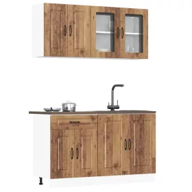    4 darabos konyhaszekrény készlet régi fából készült műfa