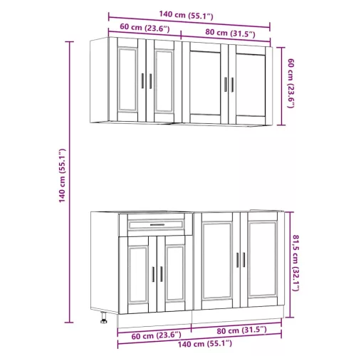  4 részes konyhai szekrény szett Porto betonszürke műszaki fa