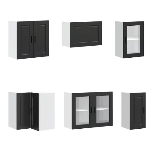  11 darabos konyhaszekrény szett Porto fekete színű műfa