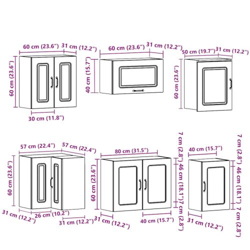  11 darabos konyhaszekrény szett Kalmar fekete színű műfa