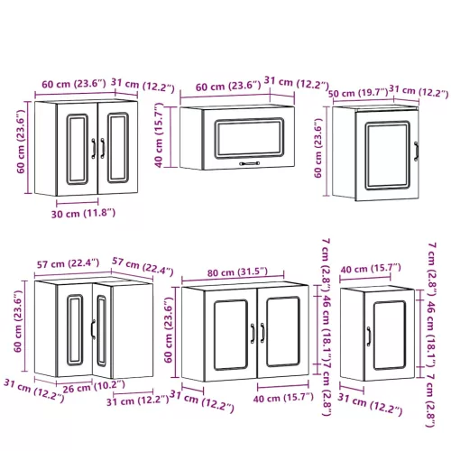  11 részes konyhai szekrény szett Kalmar betonszürke műszaki fa