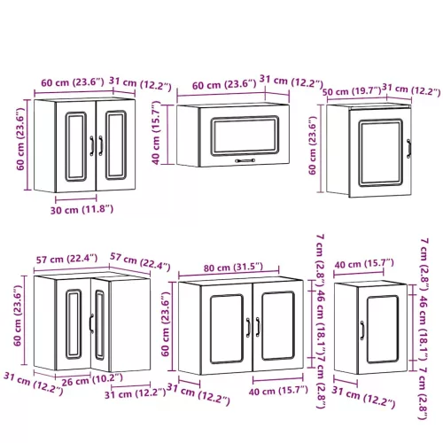  11 részes konyhaszekrény szett Kalmar füstölt tölgy műszaki fa