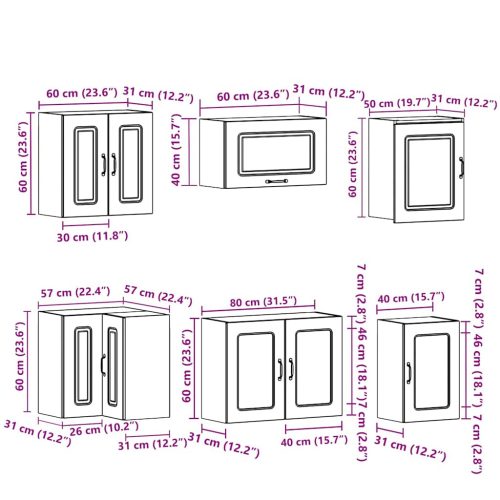  11 darabos konyhaszekrény készlet régi fából készült műfa