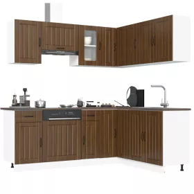  11 darabos konyhaszekrény szett Kalmar barna tölgy műfa