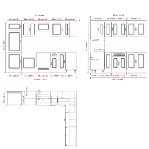  14 részes konyhaszekrény szett Kalmar füstölt tölgy műszaki fa