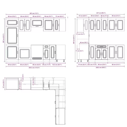  14 darabos konyhaszekrény szett Kalmar" Barna tölgy műfa"