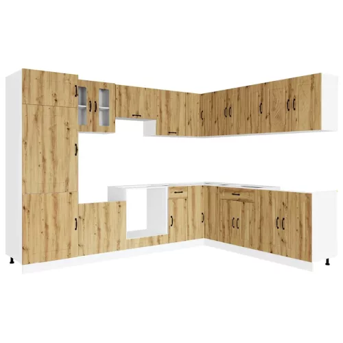  14 részes konyhaszekrény szett Kalmar kézműves tölgy mérnöki fa