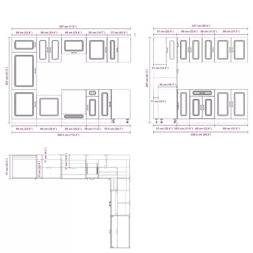  14 részes konyhaszekrény szett Kalmar kézműves tölgy mérnöki fa