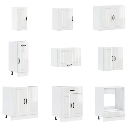  14 részes konyhai szekrény szett Lucca fényes fehér műfa