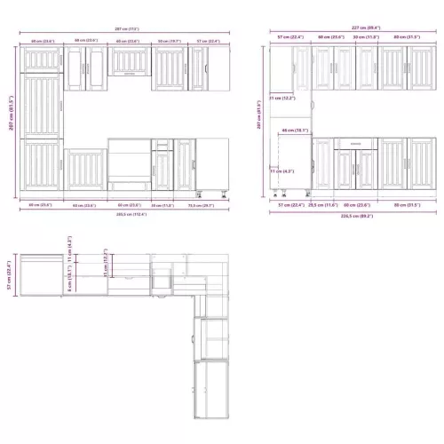  14 részes konyhai szekrény szett Lucca betonszürke műszaki fa