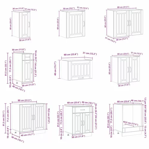  14 részes konyhai szekrény szett Lucca betonszürke műszaki fa