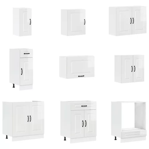  14 részes konyhai szekrény szett Porto fényes fehér műfa