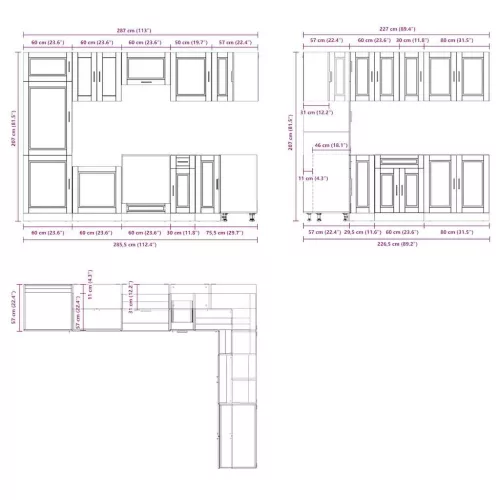  14 részes konyhai szekrény szett Porto fényes fehér műfa