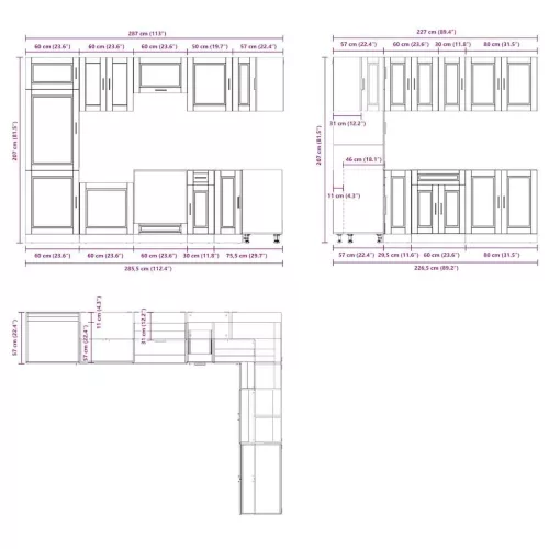  14 darabos konyhaszekrény készlet Porto régi fa műfa