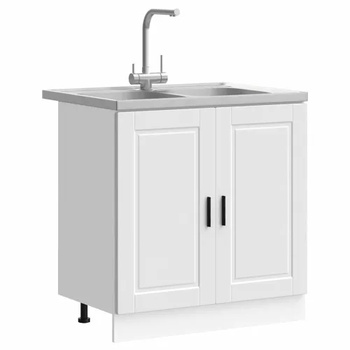  Mosogatószekrény ajtóval 2 pcs Fehér 80 x 46 x 84.5 cm Faanyag