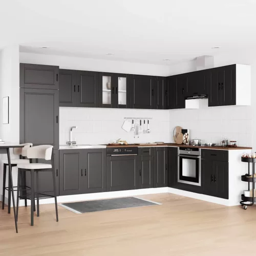  Mosogatószekrény ajtóval 2 pcs Fekete 80 x 46 x 84.5 cm Faanyag