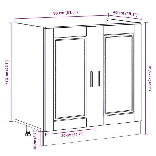  Mosogatószekrény ajtóval 2 pcs Barna 80 x 46 x 84.5 cm Faanyag