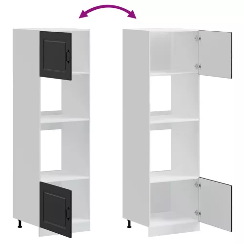  Lucca 2 db fekete színű szerelt fa sütőszekrények