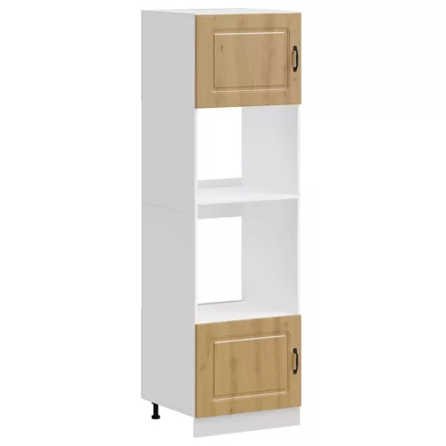  Lucca 2 db kézműves tölgy színű szerelt fa sütőszekrények