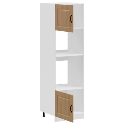  Lucca 2 db kézműves tölgy színű szerelt fa sütőszekrények